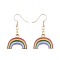 Dangle Earrings, with Alloy Enamel Pendants and Brass Earring Hooks, Rainbow, Golden, 40mm