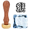 OLYCRAFT Letter J Ice Stamp 1.2 inch Ice Cube Stamp Vintage Ice Branding Stamp with Removable Brass Head & Wood Handle for Ice Cubes Cocktail Whiskey Mojito Drinks Wedding Making DIY Crafting