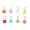 Opaque Acrylic Pendants, with 304 Stainless Steel Jump Rings, Flat Round, Mixed Color, 22.5mm, Hole: 6mm