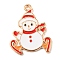 Alloy Enamel Pendants, Christmas Theme, Light Gold, Snowman, 27x21x1.5mm, Hole: 1.5mm