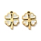 Ion Plating(IP) 316L Surgical Stainless Steel Charms, Nickel Free, with Enamel, Real 18K Gold Plated, Clover Charm, White, 10.5x8x1.5mm, Hole: 1.2mm