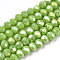 Electroplate Glass Beads Strands, Opaque Solid Color, AB Color Plated, Faceted, Rondelle, Olive Drab, 6x5mm, Hole: 1mm, about 80~85pcs/strand, 38~40cm