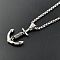 Retro Rock Punk Men's Anchor 304 Stainless Steel Pendant Necklaces, Stainless Steel Color