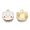 Alloy Charms, with Enamel, Light Gold, Bear, White, 14x14x2mm, Hole: 2mm