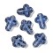 Transparent Spray Paint Glass Beads, Cross, Blue, 14.5x11.5x3.5mm, Hole: 1mm