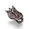 Brass Micro Pave Cubic Zirconia Beads, Cadmium Free & Lead Free, Random Color Cubic Zirconia Eye, Dragon, Gunmetal, 21.5x13x10mm, Hole: 1.8mm