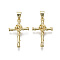 Brass Pendants, Cross with Rose, Nickel Free, Real 18K Gold Plated, 24x15x3.5mm, Hole: 3x4mm