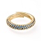 Adjustable Brass Micro Pave Cubic Zirconia Cuff Rings, Open Rings, Long-Lasting Plated, Golden, Deep Sky Blue, Size 5, 16mm