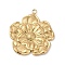 304 Stainless Steel Pendants, Ion Plating(IP), Flower Charm, Real 18K Gold Plated, 28x26x2.5mm, Hole: 1.8mm