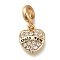 Rack Plating Alloy Crystal Rhinestone European Dangle Charms, Only You Heart Large Hole Pendants with Black Enamel, Golden, 24.5mm, Hole: 4.5mm, Heart: 14x12.5x3mm