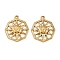 304 Stainless Steel Pendants, Sun Charms, Ion Plating(IP), Real 18K Gold Plated, 23x20x2.5mm, Hole: 1.2mm