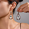 Alloy Synthetic Turquoise Dangle Earrings, Teardrop with Flower, Antique Silver, Sandy Brown, 65mm