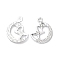 Rack Plating Alloy Crystal Rhinestone Pendants, Moon with Star Charms, Platinum, 20.5x17x2.5mm, Hole: 1.5mm