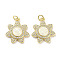 Brass Micro Pave Clear Cubic Zirconia Pendants, Cadmium Free & Lead Free, with Synthetic Opal and Jump Rings, Real 18K Gold Plated, Flower Charms, White, 20.5x18x3.5mm, Hole: 3mm