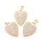 Brass Micro Pave Cubic Zirconia Pendants, with Tube Bails, Heart, Clear, Real 18K Gold Plated, 22x21.5x2mm, Tube Bails: 6x3mm, Hole: 3.5x4mm
