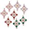 Copper plated gold+zircon square four petal flower connector DIY accessories, Mixed Color, 19.6x13.9mm, Hole: 1.5mm