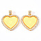 Alloy Pendant Cabochon Settings, with Crystal Rhinestone, Cadmium Free & Lead Free, Double-sided Tray, Heart, Golden, Tray: 26.5x32.5mm, 42.5x45.5x3mm, Hole: 9.5x5mm