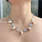 Natural Cowrie Shell & Resin Flower & Imitation Pearl Beaded Necklaces for Women, Platinum, Shell Shape, 15.75 inch(40cm)
