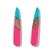 Opaque Resin & Walnut Wood Pendants, Teardrop Charms, Deep Pink, 44x7.5x3.5mm, Hole: 1.5mm