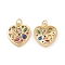 Eco-Friendly Brass Micro Pave Cubic Zirconia Charms, with Jump Ring, Lead Free & Cadmium Free, Long-Lasting Plated, Hollow Heart Charm, Real 18K Gold Plated, 17x15.5x3mm, Hole: 3.5mm