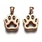 Ion Plating(IP) 304 Stainless Steel Pendants, Manual Polishing, Hollow, Dog Footprint, Rose Gold, 17x15x3.5mm, Hole: 3x6mm