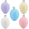 10Pcs 5 Colors Easter Theme Spray Painted Wood Pendants, Easter Egg Charms with Platinum Tone Iron Loops, Mixed Color, 46~48x28~29mm, Hole: 4mm, 2pcs/color