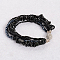Dyed & Heated Black Agate  Multi-strand Bracelets, with Glass Beads and Magnetic Clasps, 210~220mm