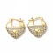 Clear Cubic Zirconia Heart Hoop Earrings, Brass Jewelry for Women, Golden, 20x17.5x5mm, Pin: 1x0.7mm
