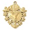 Ion Plating(IP) 304 Stainless Steel Pendants, Sacred Heart Charm, Real 14K Gold Plated, 30x25x3mm, Hole: 2.5mm