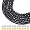 367Pcs Natural Lava Rock Round Beads Kit for DIY Jewelry Making, with 40Pcs Brass Rhinestone Spacer Beads, 407pcs/box