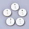 Natural Freshwater Shell Charms, Flat Round with Gold Blocking Number, Num.1, 11x2mm, Hole: 1.5mm