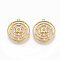 Brass Micro Pave Clear Cubic Zirconia Pendants, Nickel Free, Flat Round, Real 18K Gold Plated, 18.5x16.5x3mm, Hole: 0.9mm