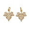 Brass Micro Pave Cubic Zirconia Pendants, Leaf Charms, Long-Lasting Plated, Cadmium Free & Lead Free, Rack Plating, with Jump Ring, Real 18K Gold Plated, 15.5x13.5x2mm, Hole: 3.5mm
