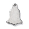Anti-Tarnish 304 Stainless Steel Charms, Laser Cut, Stainless Steel Color, Bell, 10x7.5x1mm, Hole: 1.2mm