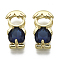 Brass Cubic Zirconia Pendants, Nickel Free, Boy, Real 16K Gold Plated, Prussian Blue, 16x9x5mm, Hole: 5x3mm