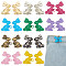 10 Sets 10 Colors Rabbit with Heart Spray Painted Alloy Adjustable Jean Button Pins, Waist Tightener, Sewing Fasteners for Garment Accessories, Mixed Color, 30.5x40x7mm, 1 set/color