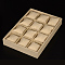 Wood Covered with Burlap Jewelry Bracelet Watch Displays, 12 Compartments, with Pillows, Camel, 35x24x5cm