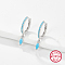 Anti-Tarnish Rhodium Plated 925 Sterling Silver Hoop Earring for Dangle Earrings, with Horse Eye Cubic Zirconia Dangle Charms, Deep Sky Blue, 19x2mm