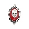 Gothic Style Oval with Skull Alloy Resin Pendants, Antique Silver, FireBrick, 42.5x23.5x11mm, Hole: 2.5mm