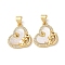 Brass Micro Pave Clear Cubic Zirconia Pendants, Cadmium Free & Lead Free, with Shell, Real 18K Gold Plated, Butterfly, 17.5x16x4mm, Hole: 5.5x3.5mm