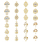 48Pcs 8 Styles Rack Plating Alloy Charms, with Crystal Rhinestone, Teardrop & Tree & Mushroom & Star, Light Gold, 15.5~20.5x10.5~17x2~3.5mm, Hole: 1.2~1.6mm, 6Pcs/style