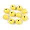 Spray Painted Round Natural Schima Wood Beads, Yellow, 8~8.5x6.8mm, Hole: 1.8~2mm