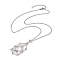 Brass Braided Macrame Pouch Empty Stone Holder for Pendant Necklace Making, Nets Necklace Making, Platinum, 17.72 inch(45cm)