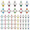 50Pcs 10 Style Alloy Enamel Chandelier Component Links, Cadmium Free & Lead Free, Flower, Antique Silver, Mixed Color, 35x29x3mm & 34x22x3mm, Hole: 1.5mm & 2mm, 5pcs/style
