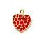 Brass Enamel Charms, Heart Charm, with Jump Ring, Rack Plating, Lead Free & Cadmium Free, Long-Lasting Plated, Real 18K Gold Plated, 10x10x1mm, Hole: 3.5mm