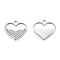 Non-Tarnish 304 Stainless Steel Pendant Rhinestone Settings, Heart, Stainless Steel Color, Fit For 0.9mm Rhinestone, 20x15.5x2mm, Hole: 2mm