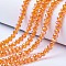 Electroplate Glass Beads Strands, AB Color Plated, Faceted, Rondelle, Dark Orange, 3.5~3.8x3mm, Hole: 0.4mm, about 105~110pcs/strand, 29~31cm