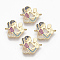 Brass Micro Pave Cubic Zirconia Links Connectors, Cadmium Free & Lead Free, Mother and Baby, for Mother's Day, Colorful, Golden, 19x21.5x2mm, Hole: 1mm
