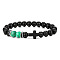 Bohemian Tiger Eye Stone Bracelet Cross Natural Stone Beads Vintage Matte Bead Bracelet