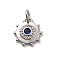 Brass Micro Pave Cubic Zirconia Charms, Long-Lasting Plated, Lead Free & Cadmium Free, Platinum, Round, Medium Blue, 13x12x3mm, Hole: 3mm